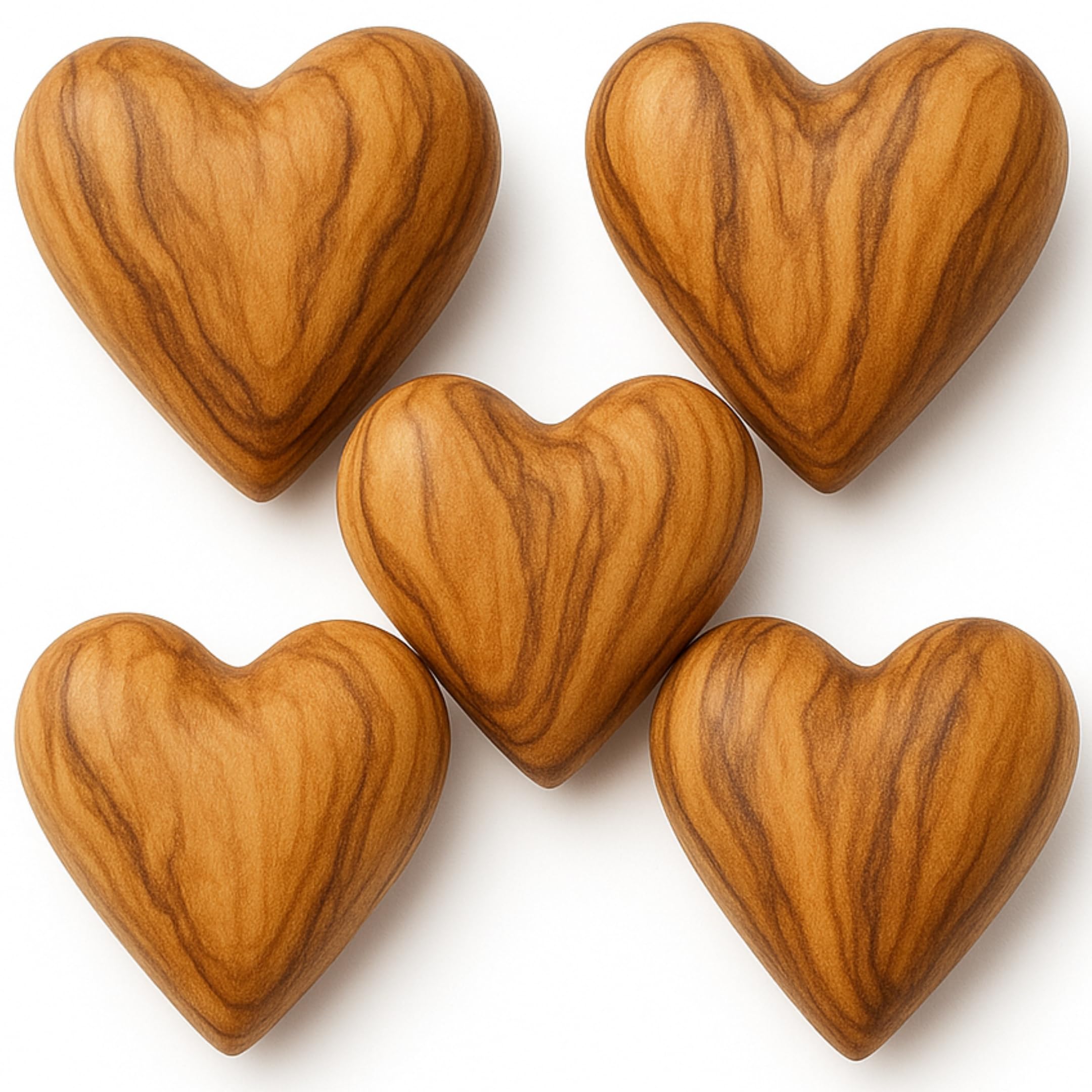 Wooden Heart ウッデンハーツ Amazon.com: Zuluf Set of 5 Olive Wood Hearts 1.7 x 1.5 Hand Carved